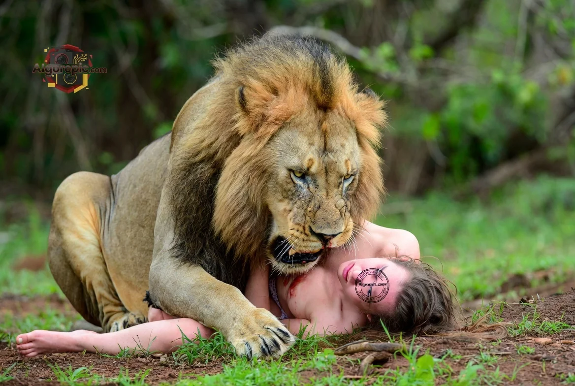 Lion and Human Encounter - AI Generated Horror