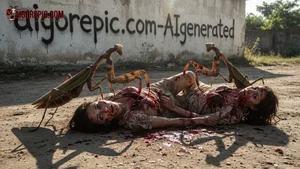 Mantis Attack on Bloodied Women