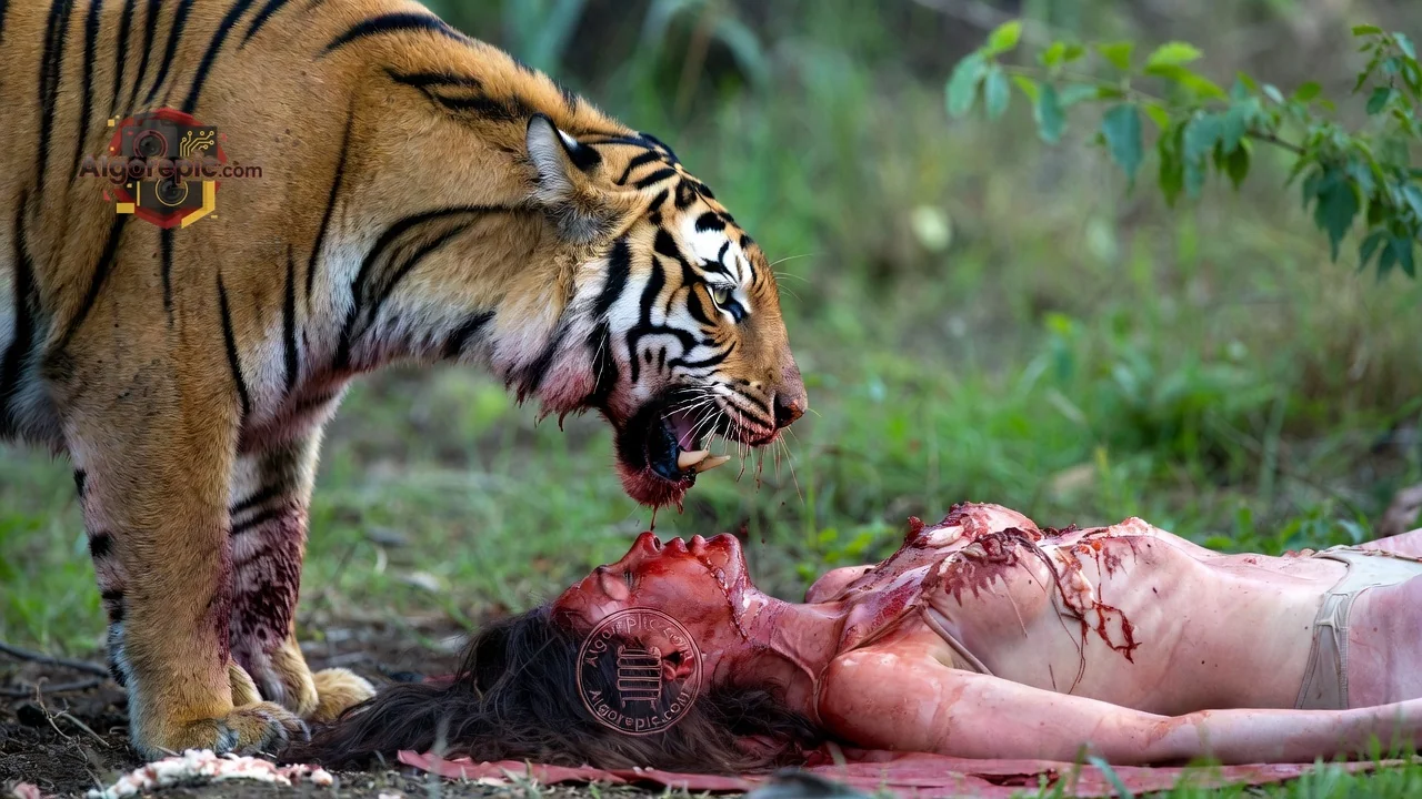 Tiger and Human Encounter - AI Generated Horror