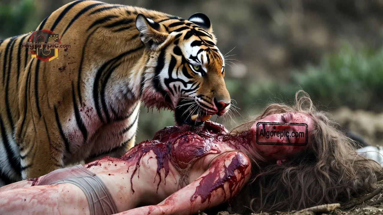 Tiger Attacking Prey - AI Generated Horror