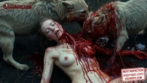 Wolves and Bloodied Woman