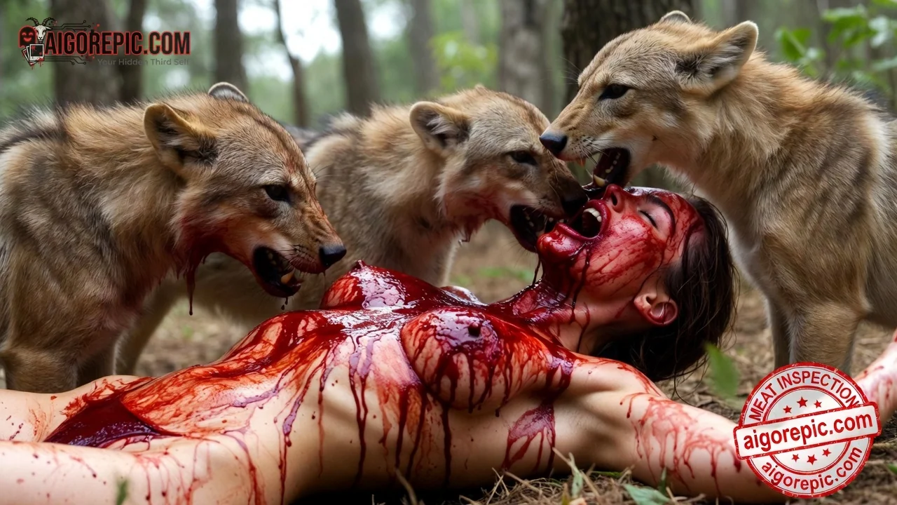 Wolves Feeding on Corpse - AI Generated Horror