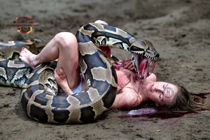 Woman and Giant Python Attack